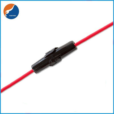 Black Housing 5x20mm Glass Tubing In-Line Fuse Holders With Red Wire 18AWG 15CM Length
