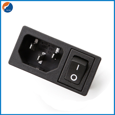R14-B-1EB1 3P IEC 320 Plug Connector C14 Inlet Male AC Power Socket With ON OFF Rocker Switch