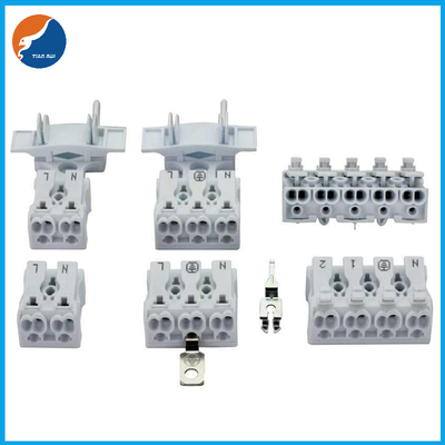 2 3 4 5 Ports 450V 24A 0.5-2.5mm2 PA Housing Screwless Push In Wire Connector For LED Light