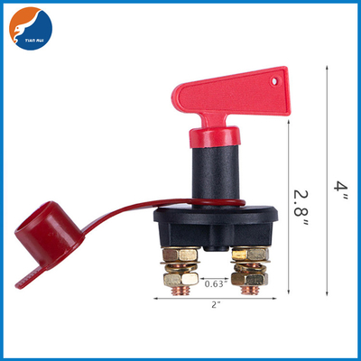 12V Rotary Switch Two Hole Battery Isolator Switch Key Automotive Power Cut Off