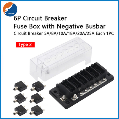 12V 32V 6 In 6 Out 6 Way 88 L1 L2 Circuit Breaker Fuse Block Box For RV Car Boat Yacht