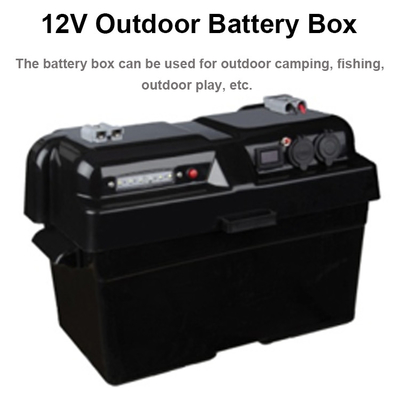Solar 12V USB Voltmeter Portable Plastic Camping RV Marine Battery Box Waterproof