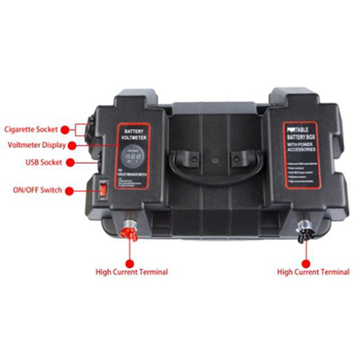China Factory Trailer Waterproof Outdoor Solar Small Battery Box 12V With USB Charger