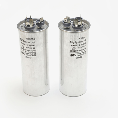 Cylindrical Power Capacitor CBB65 45uf 5% 370V 450V AC Air Conditioner Motor Run Capacitor Aluminium Case