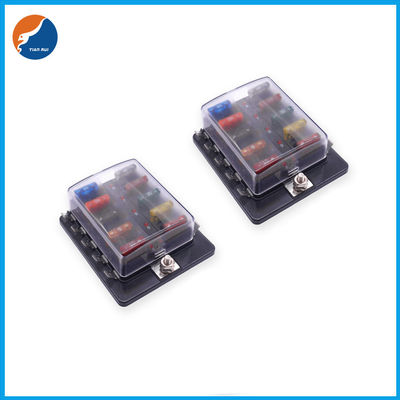 Copper Spade Terminals 10 Circuits Way Automotive Blade Fuse Block With LED