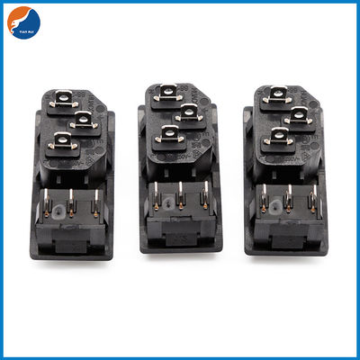 R14-B-1EB1 3P IEC 320 Plug Connector C14 Inlet Male AC Power Socket With ON OFF Rocker Switch