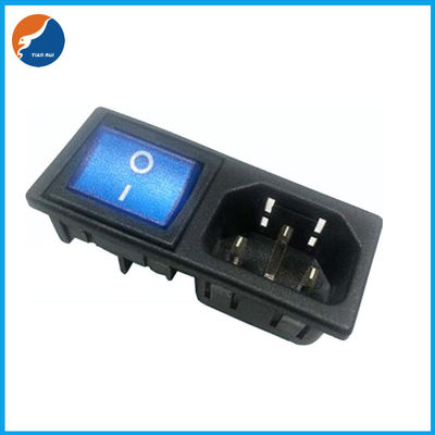 R14-B-1FB2 10A 250VAC 3 Pin C14 Inlet Connector Plug Power Socket With Rocker Switch Fuse Holder