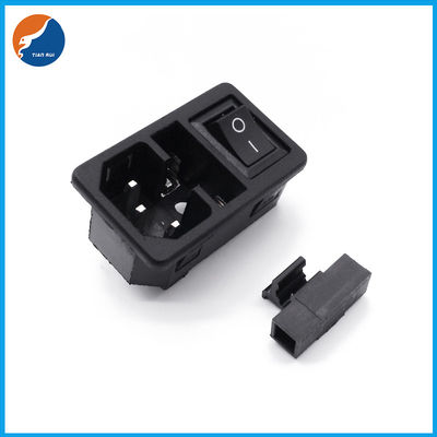 R14-D-1JC1 Three-In-One Push Button Rocker Switch C14 10A 250V AC Power Socket With Fuse