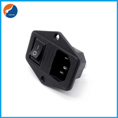 R14-D-1KB1 Rocker Switch Connector Plug 10A 250V IEC 3 Pin C14 Inlet AC Power Socket with 5x20 fuse Holder
