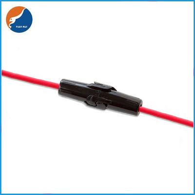 Black Housing 5x20mm Glass Tubing In-Line Fuse Holders With Red Wire 18AWG 15CM Length