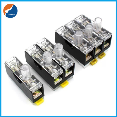 1P 2P 3P 6x30mm Din Rail Mount 35mm 3AG Fuse Block with PC Cover and LED Indicating