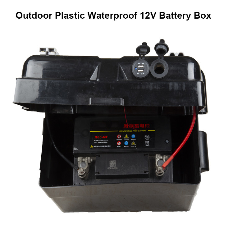Outdoor Plastic Waterproof 100A 12V Battery Box , Adventure Camping Battery Box
