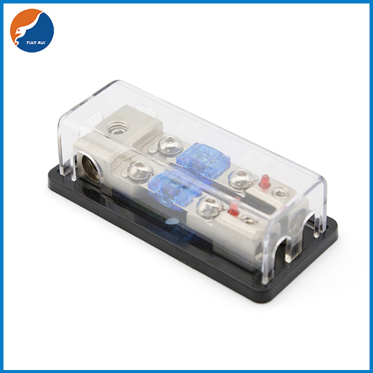 2 Way Car Fuses Box Holder 8GA AFS Mini ANL Fuse Block For 60A With LED Indicator