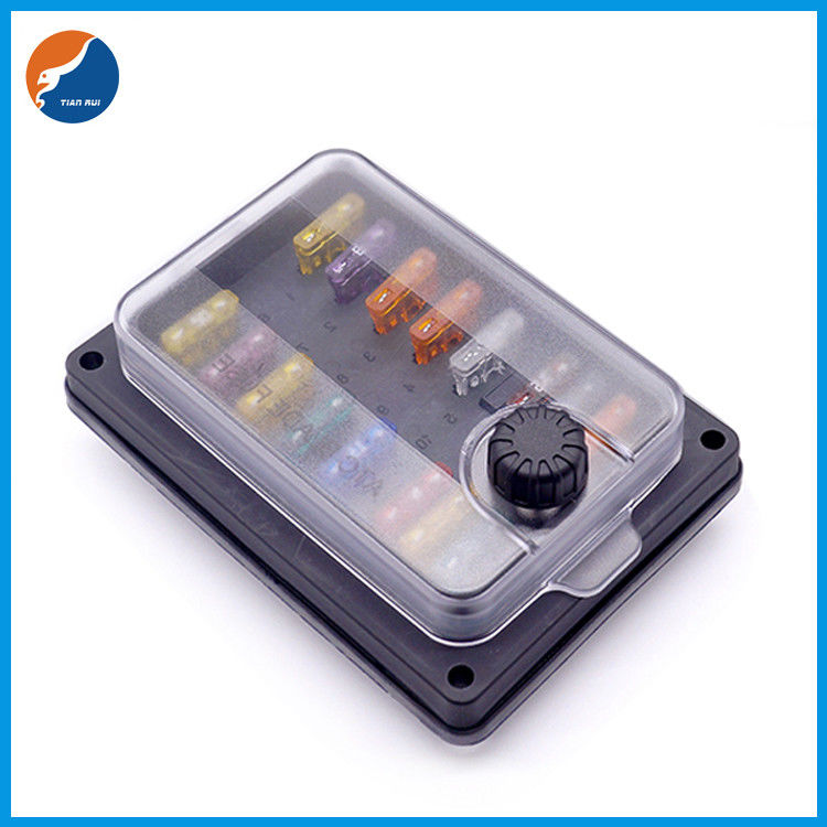 32V DC 10 Position Way Circuit Automotive Auto Blade Car Fuse Block Box Waterproof Fuse Holder without LED