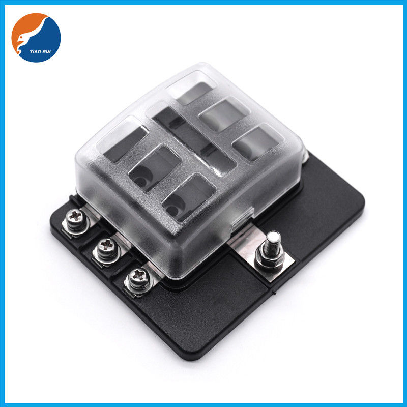 Durable 6 Way 30A Automotive Fuse Box With Relay PBT Base Plastic Cover